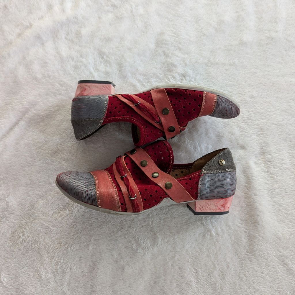 Maciejka Polish Red Suede Perforated Leather Shoes - Eu Size 39 — image 3 of 8